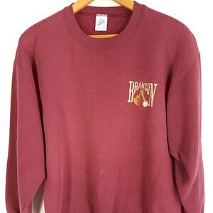 Vtg Branson Sweatshirt Men's Large Maroon Jerzees Super Sweats Distressed USA